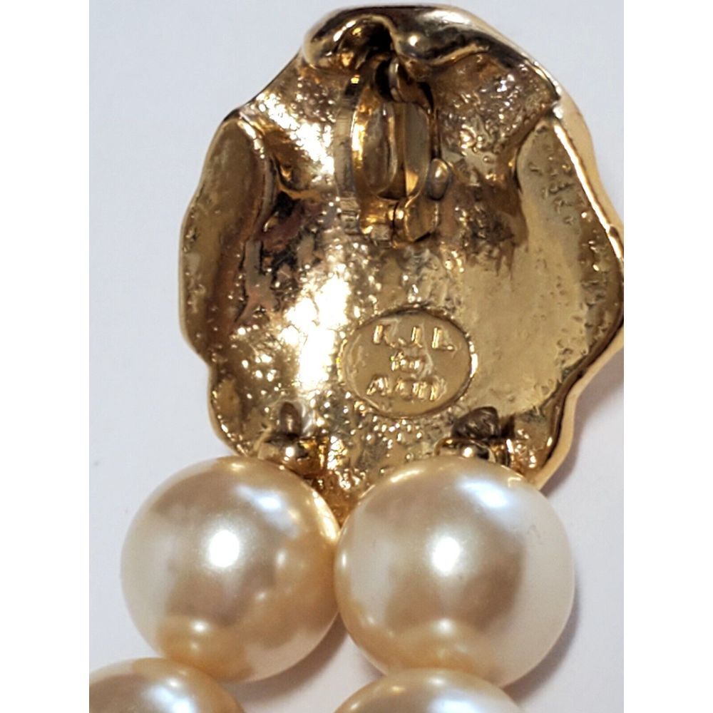 VTG KJL Avon Necklace Lion Head Clasp Faux Pearl 80's Kenneth J. Lane Signed - Picture 11 of 12
